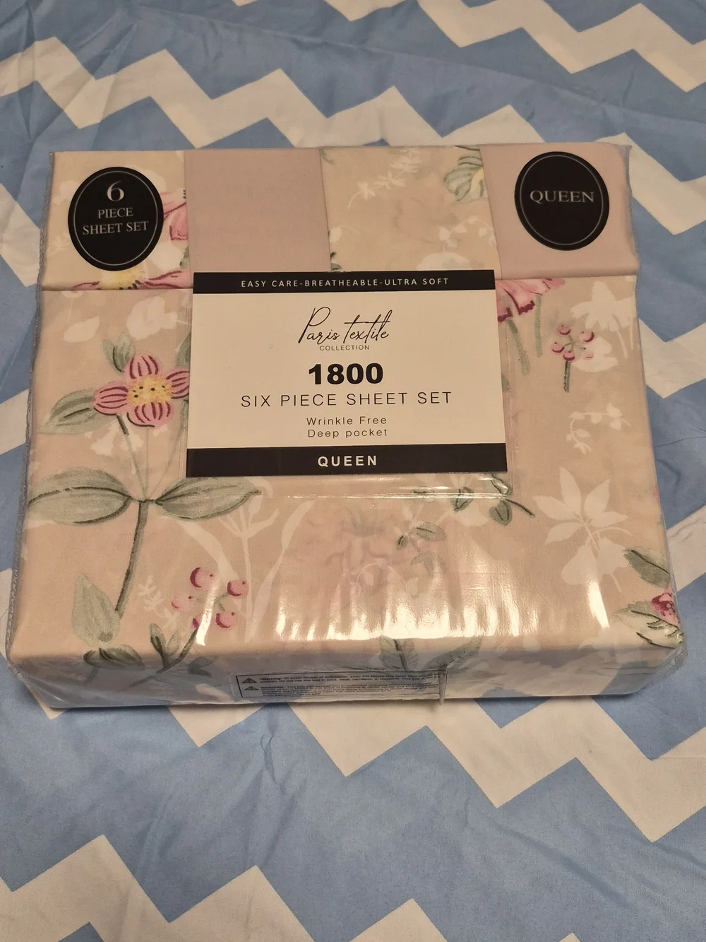 1800 Queen Six-Piece Sheet Set in Blush Floral